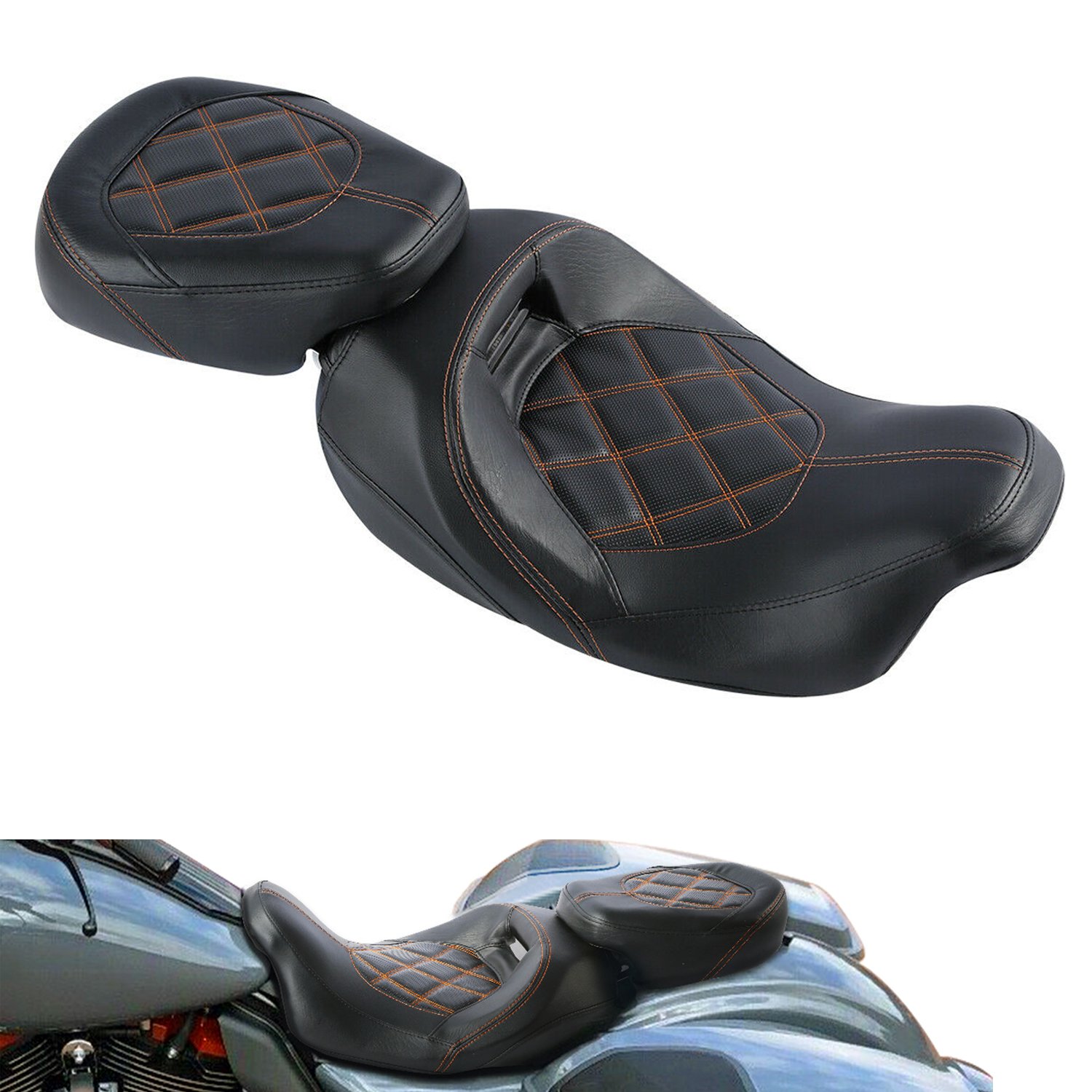 Touring CVO Style Driver Passenger Seat Set For Harley 09 Up - SMA