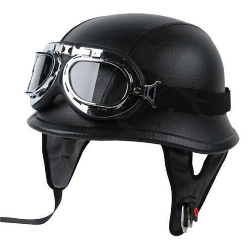 leather helmet with goggles