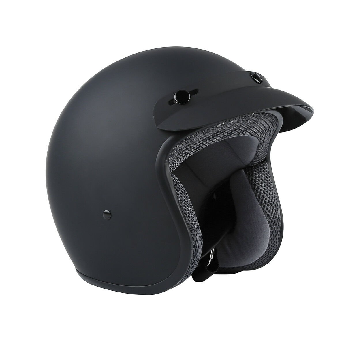 Matte Black M Helmet w/ Visor DOT Adult Motorcycle Scooter 3/4 Open