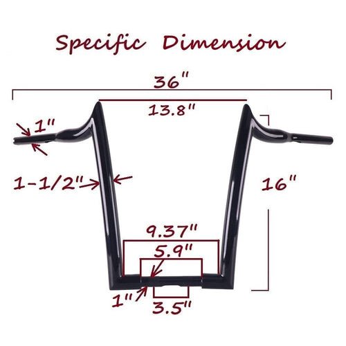 16" Meathook Handlebars 1" Riser Clamp Diameter For Harley Davidson ...